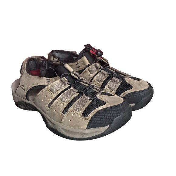 Abeo Men's Size 8 Tan and Black Sandals - Picture 1 of 13